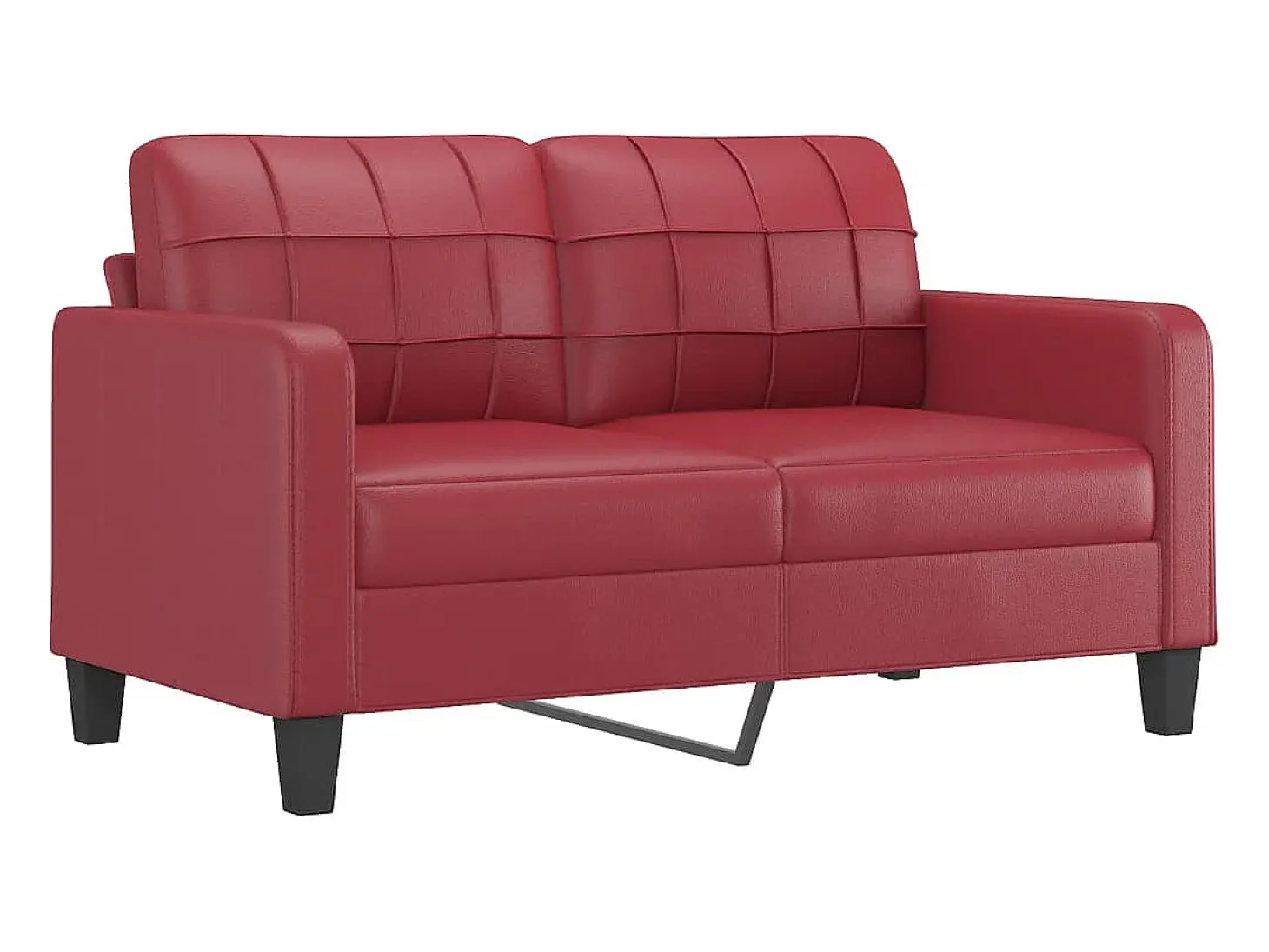 Sofá de 2 lugares 140 cm couro artificial vermelho tinto