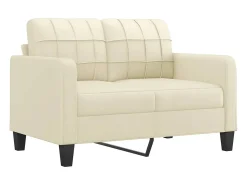 Sofá de 2 lugares 120 cm couro artificial cor creme
