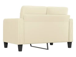 Sofá de 2 lugares 120 cm couro artificial cor creme