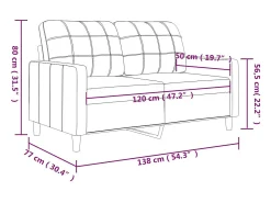 Sofá de 2 lugares 120 cm couro artificial cor creme