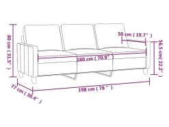 Sofá de 3 lugares 180 cm couro artificial preto