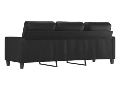 Sofá de 3 lugares 180 cm couro artificial preto
