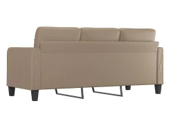 Sofá de 3 lugares 180 cm couro artificial cor cappuccino