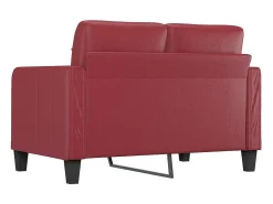 Sofá de 2 lugares 120 cm couro artificial vermelho tinto