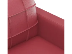 Sofá de 2 lugares 120 cm couro artificial vermelho tinto