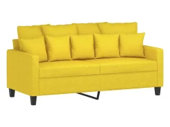 Sofá de 2 lugares 140 cm tecido amarelo-claro