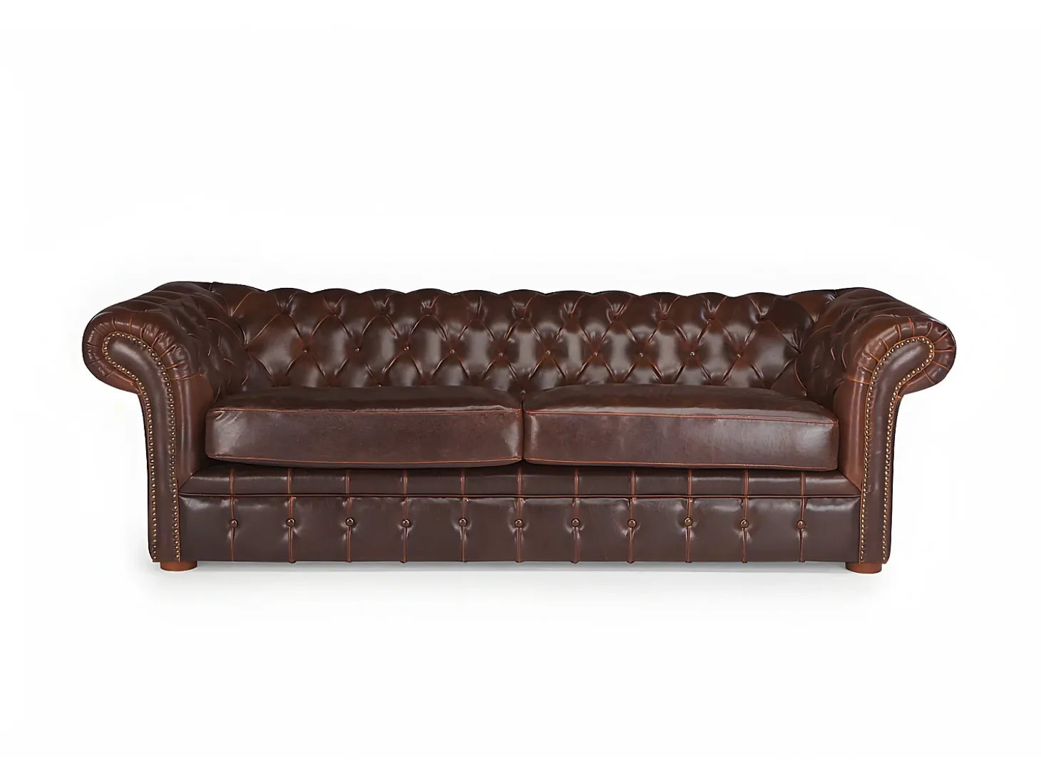 Sofá de 3+2 lugares 100% couro envelhecido estilo chesterfield - CLOTAIRE