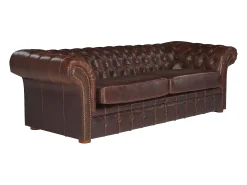 Sofá de 3+2 lugares 100% couro envelhecido estilo chesterfield - CLOTAIRE