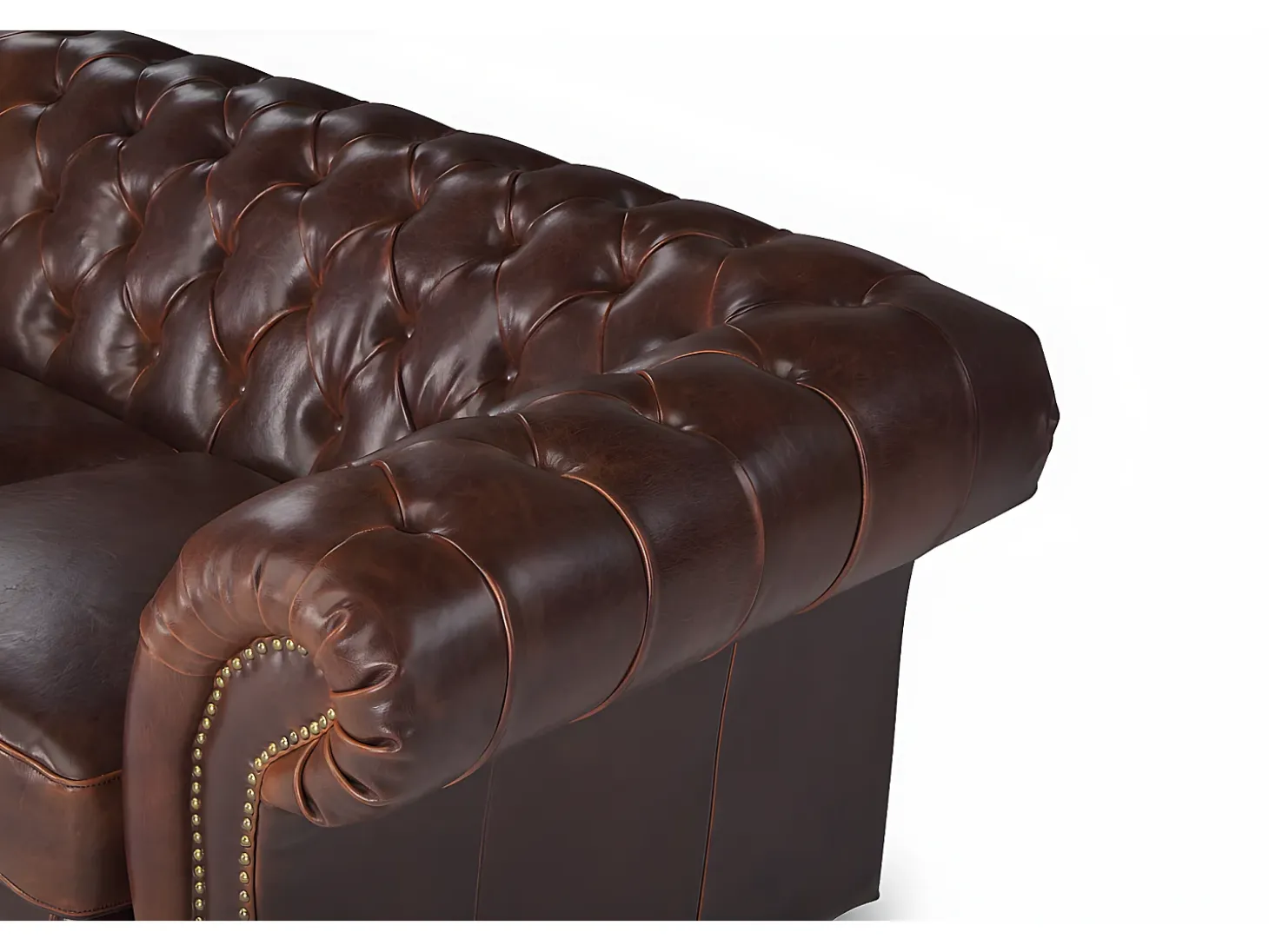 Sofá de 3+2 lugares 100% couro envelhecido estilo chesterfield - CLOTAIRE