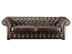 Sofá de 3+2+1 lugares 100% couro envelhecido estilo chesterfield - CLOTAIRE