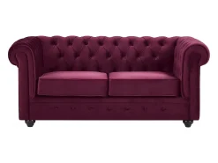 Sofá de 3 lugares, 2 lugares e poltrona em veludo roxo CHESTERFIELD