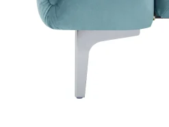 Sofá de 3 lugares, 2 lugares e pufe chesterfield em veludo azul pastel EDWINA