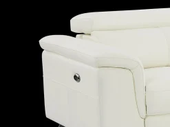 Sofá de 3 lugares articulado elétrico e de 2 lugares em pele de vaca branco - BREYT II