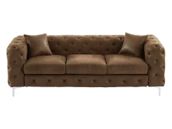 Sofá de 3 lugares Chesterfield em microfibra com aspecto de couro envelhecido EDWINA