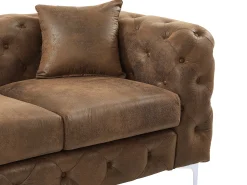 Sofá de 3 lugares Chesterfield em microfibra com aspecto de couro envelhecido EDWINA