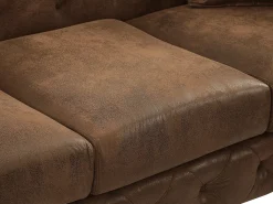 Sofá de 3 lugares Chesterfield em microfibra com aspecto de couro envelhecido EDWINA