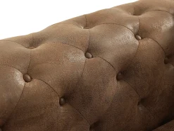 Sofá de 3 lugares Chesterfield em microfibra com aspecto de couro envelhecido EDWINA