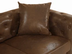 Sofá de 2 lugares chesterfield microfibra aspeto couro envelhecido castanho EDWINA