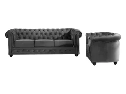 Sofá de 3+1 lugares CHESTERFIELD - Veludo antracite