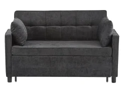 Sofá de 2 lugares cinza escuro - Sofá de sala com encosto ajustável e função de cama retrátil - 2 almofadas e apoios de braços - chenille