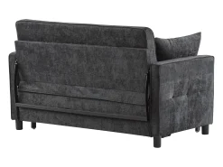 Sofá de 2 lugares cinza escuro - Sofá de sala com encosto ajustável e função de cama retrátil - 2 almofadas e apoios de braços - chenille