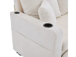 Sofá de 2 lugares com 4 almofadas - Sofá relaxante com suporte para copos e bolsos laterais - chenille bege