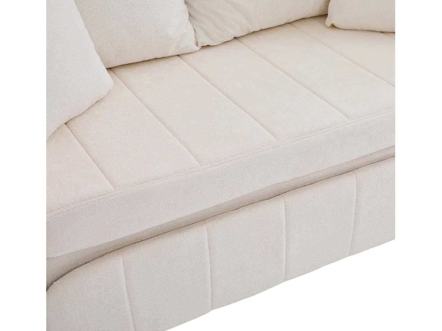 Sofá de 2 lugares com 4 almofadas - Sofá relaxante com suporte para copos e bolsos laterais - chenille bege