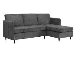 Sofá de 3 lugares com arrumação/chaise longue reversível em tecido antracite
