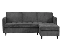 Sofá de 3 lugares com arrumação/chaise longue reversível em tecido antracite
