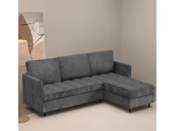 Sofá de 3 lugares com arrumação/chaise longue reversível em tecido antracite