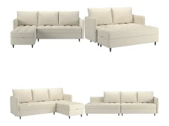 Sofá de 3 lugares com arrumação/chaise longue reversível em tecido antracite