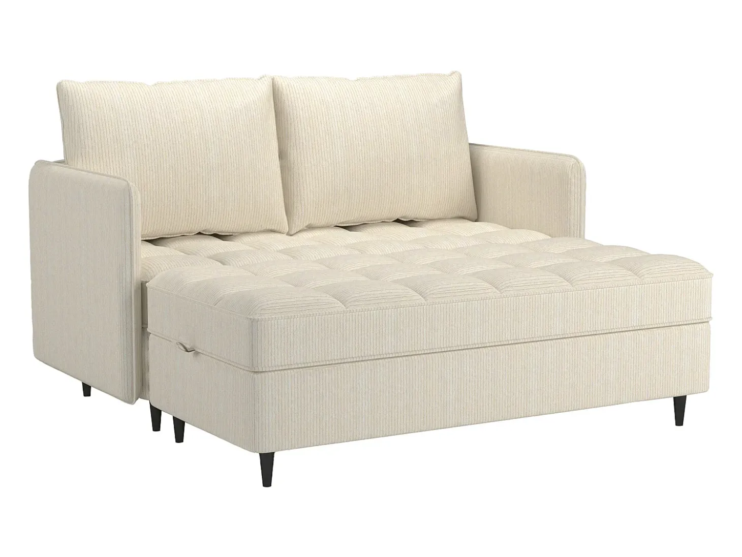 Sofá de 3 lugares com arrumação/chaise longue reversível em tecido crème