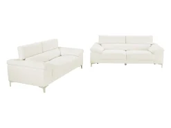 Sofá de 3+2 lugares com encostos de cabeça em pele Branco - SOLANGE
