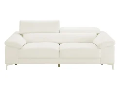 Sofá de 3+2 lugares com encostos de cabeça em pele Branco - SOLANGE