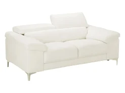 Sofá de 2 lugares com encostos de cabeça em pele branco - SOLANGE