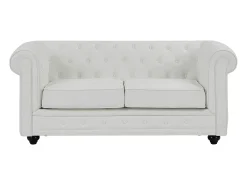 Sofá de 2 lugares com estofamento capitonê branco couro sintético CHESTERFIELD