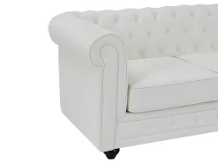 Sofá de 2 lugares com estofamento capitonê branco couro sintético CHESTERFIELD