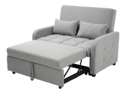 Sofá de 2 lugares com função de extensão - Sofá de relaxamento com encosto ajustável e 2 almofadas - Linho cinzento