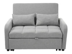 Sofá de 2 lugares com função de extensão - Sofá de relaxamento com encosto ajustável e 2 almofadas - Linho cinzento