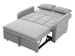 Sofá de 2 lugares com função de extensão - Sofá de relaxamento com encosto ajustável e 2 almofadas - Linho cinzento