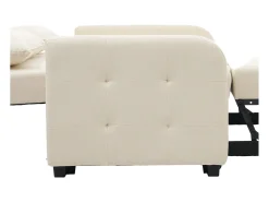 Sofá de 2 lugares com função de extensão - Sofá de relaxamento com encosto ajustável e 2 almofadas - Linho bege