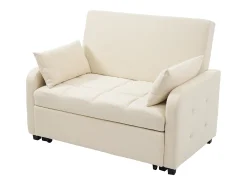 Sofá de 2 lugares com função de extensão - Sofá de relaxamento com encosto ajustável e 2 almofadas - Linho bege