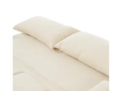 Sofá de 2 lugares com função de extensão - Sofá de relaxamento com encosto ajustável e 2 almofadas - Linho bege