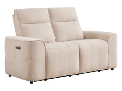 Sofá de 2 lugares com relaxamento elétrico em tecido chenille bege SCAMOCO