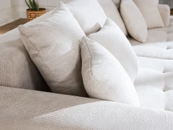 Sofá de 4 lugares conforto assento profundo tecido texturizado bege MOTINO