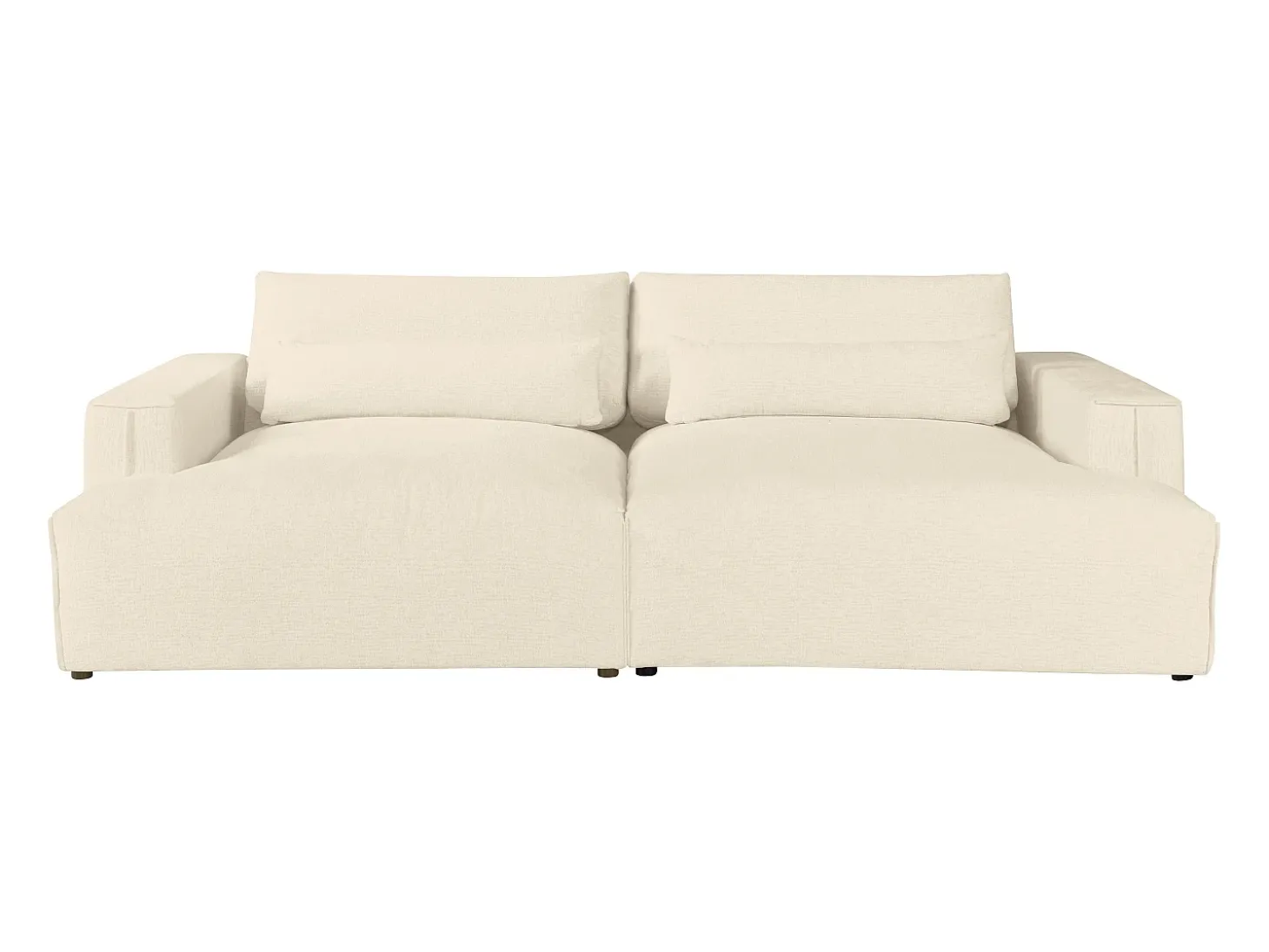 Sofá de 4 lugares conforto assento profundo tecido chenille bege COLYSIA