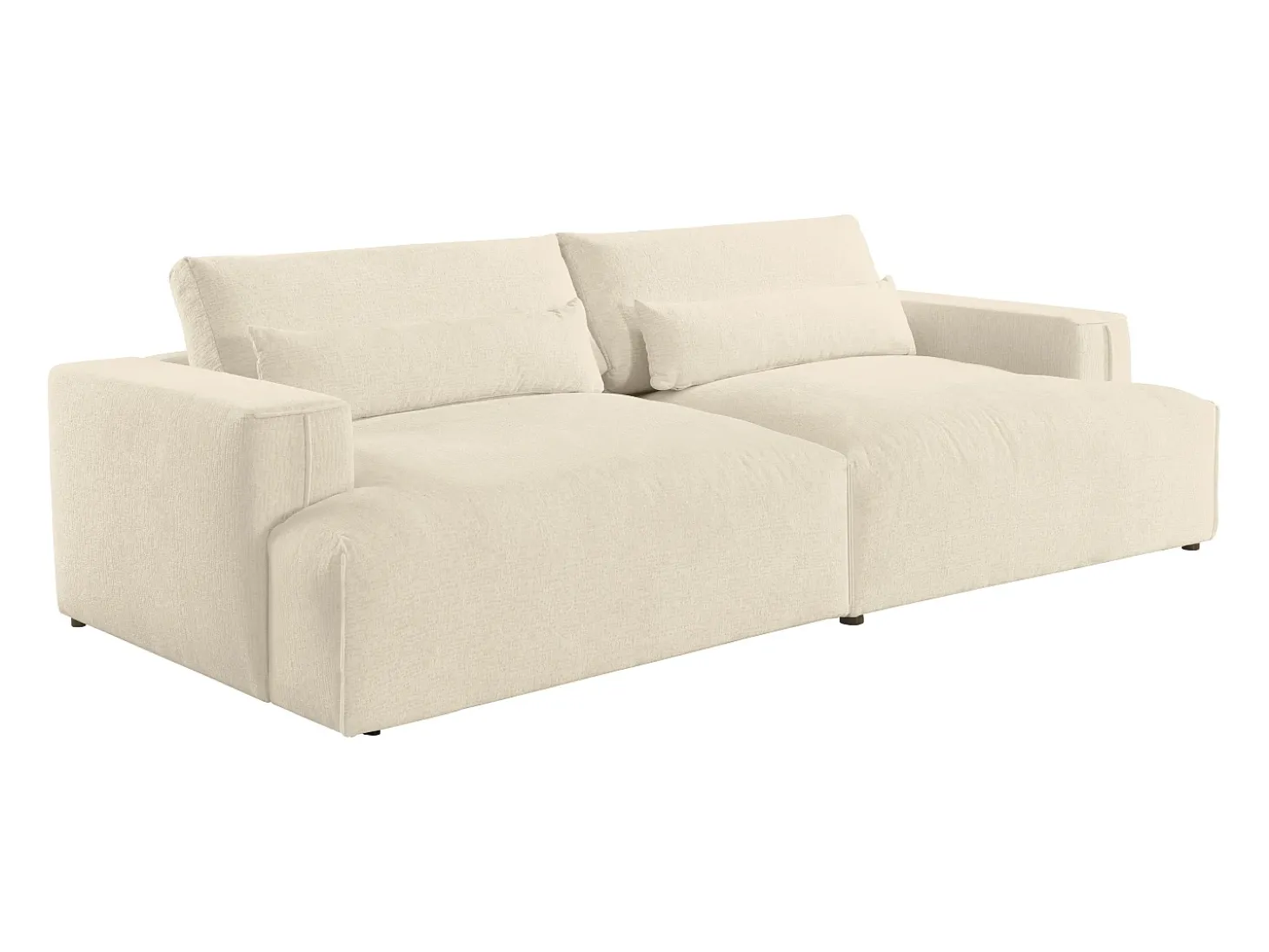 Sofá de 4 lugares conforto assento profundo tecido chenille bege COLYSIA