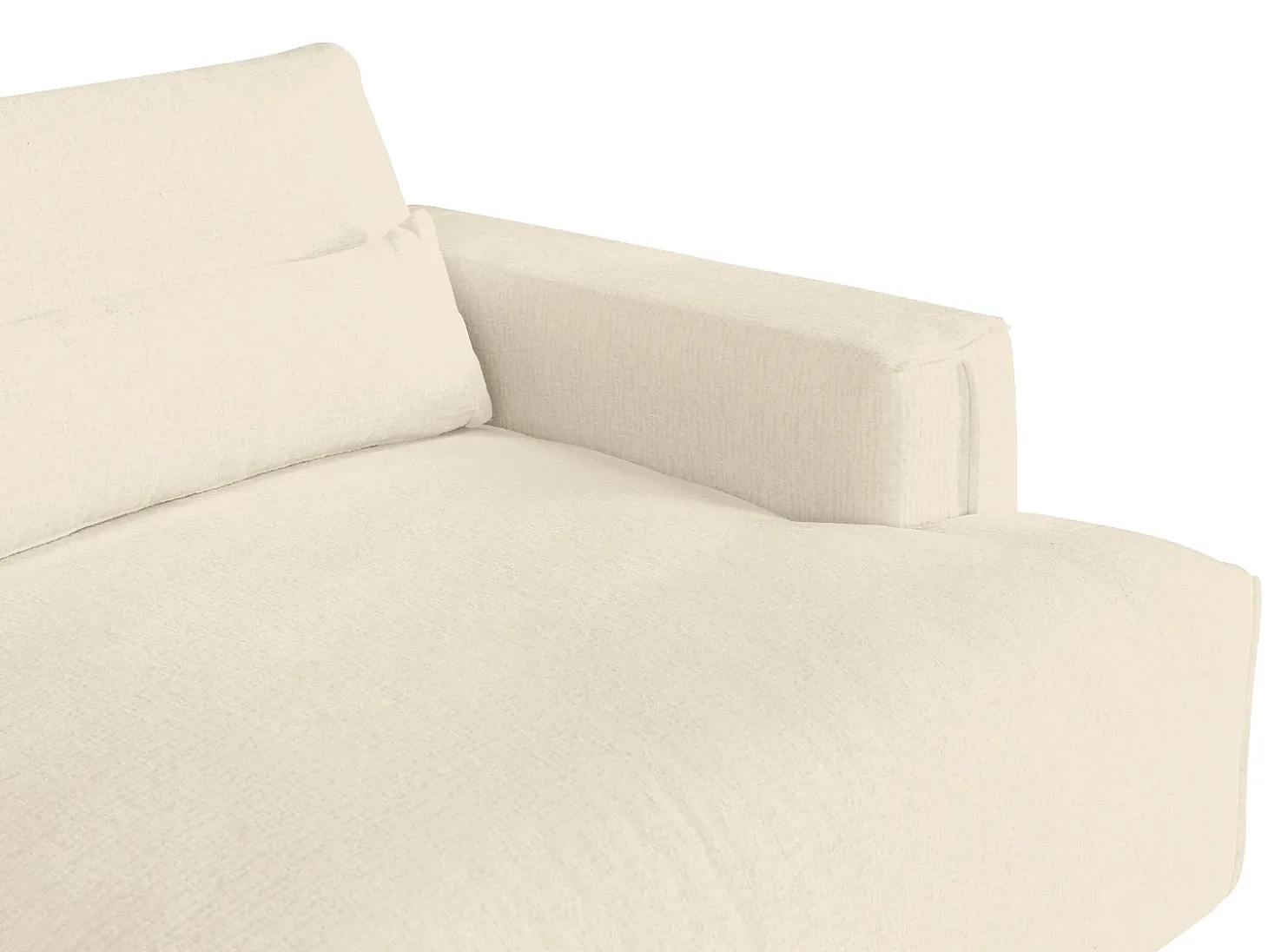 Sofá de 4 lugares conforto assento profundo tecido chenille bege COLYSIA