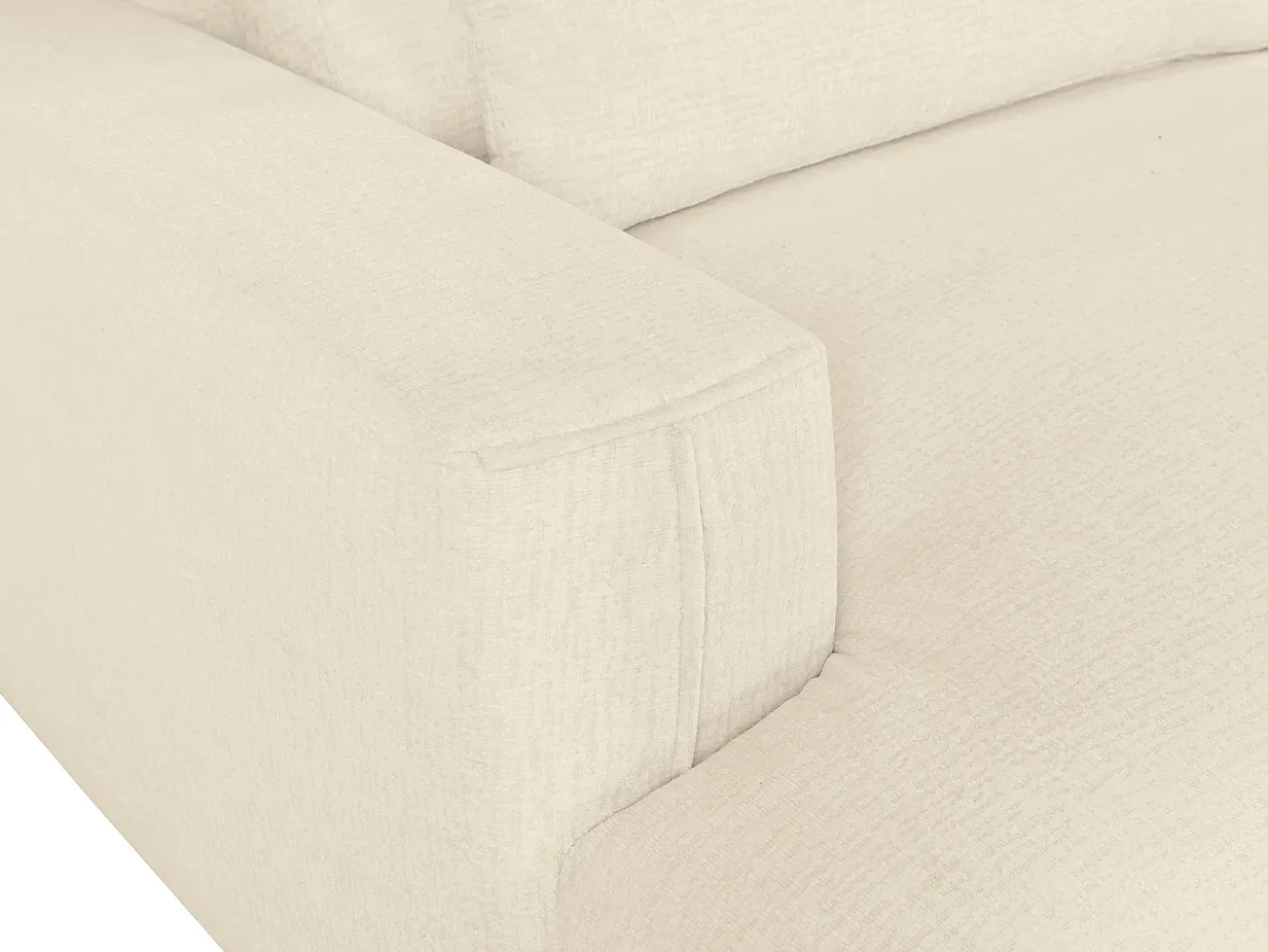 Sofá de 4 lugares conforto assento profundo tecido chenille bege COLYSIA