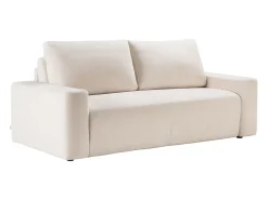 Sofá de 3 lugares conversível abertura rápida em tecido texturizado bege 160 cm colchão 13 cm DAVISO